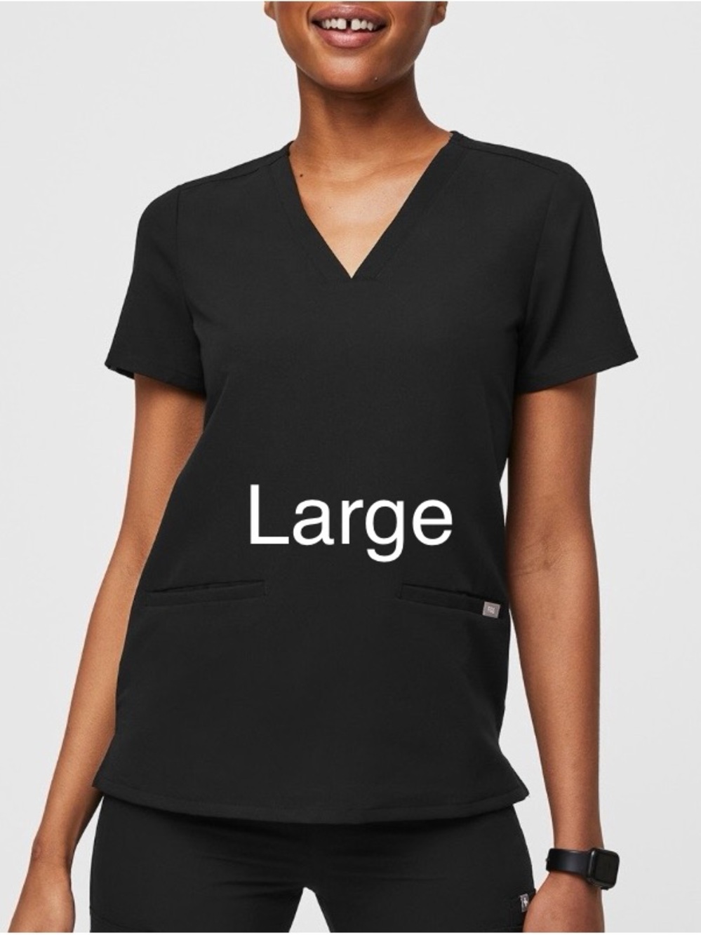 FIGS Black V-Neck Pocket Scrub Top